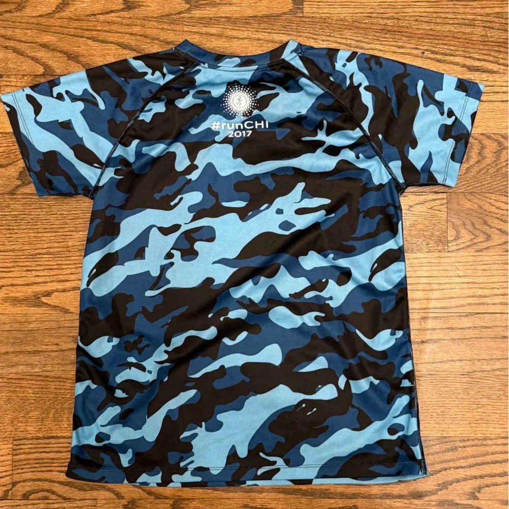 Blue Camo Chicago Flag Soldier Field Performance T-Shirt – Women’s Medium